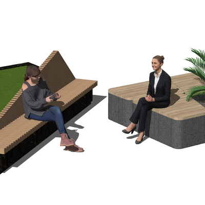  现代户外公共椅su模型 