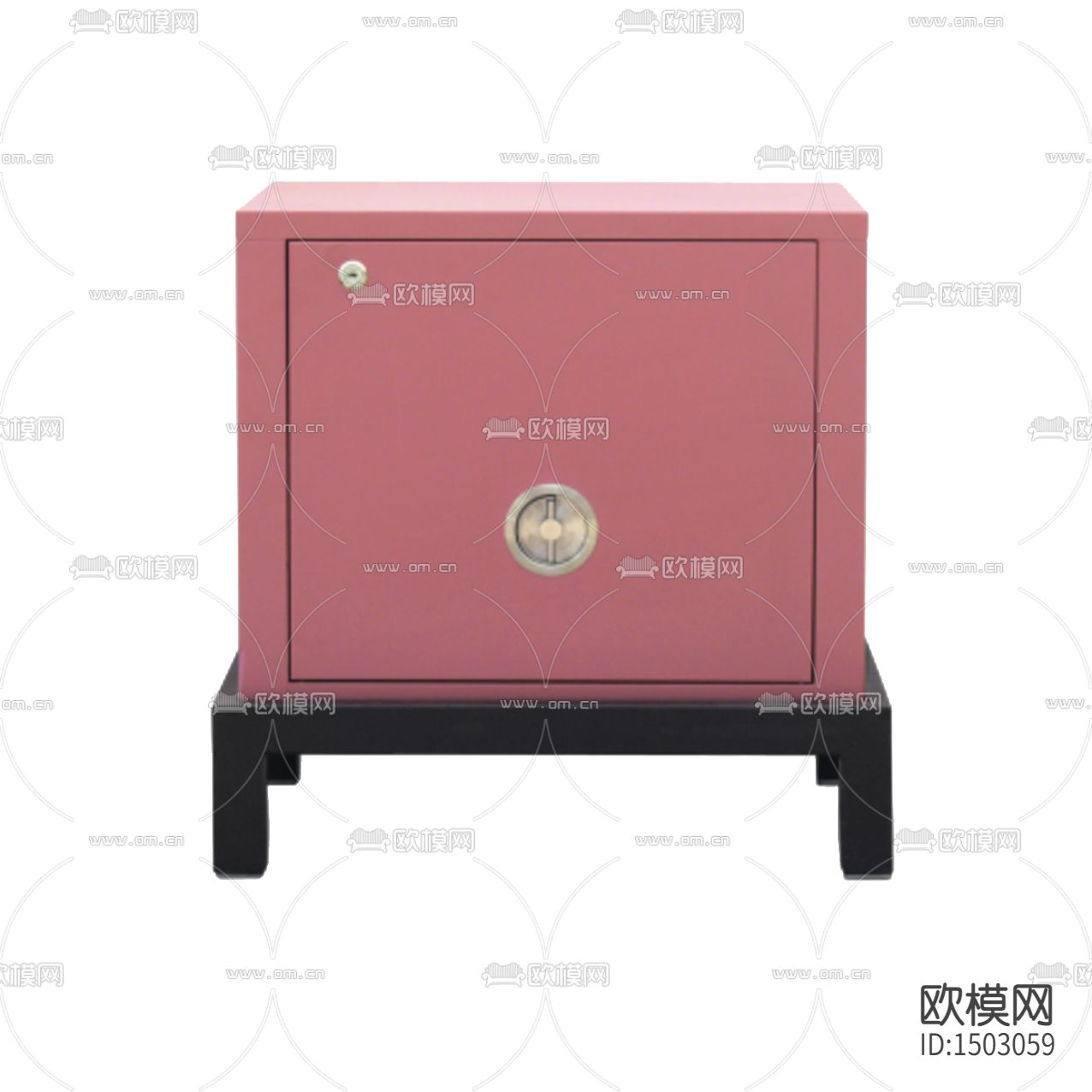 北欧简约玫红色实木床头柜下载