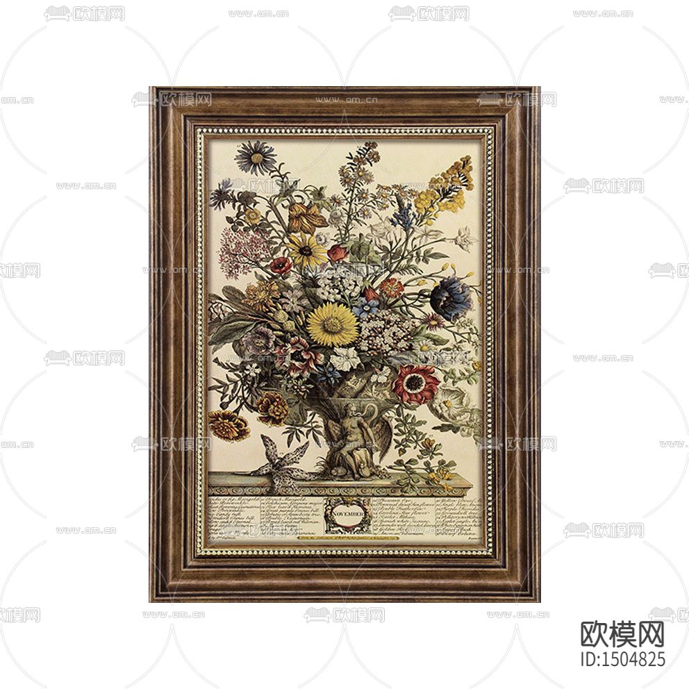 美式古典实木画框花艺油画下载