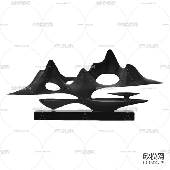 新中式禅意金属假山摆件下载