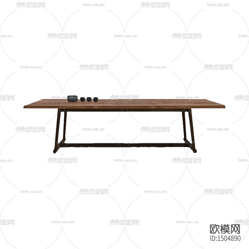 新中式古典实木金属餐桌下载