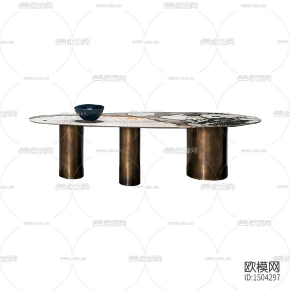 工業(yè)風(fēng)金屬做舊大理石橢圓形餐桌下載