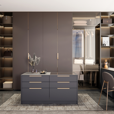  现代衣帽间中岛柜su模型 