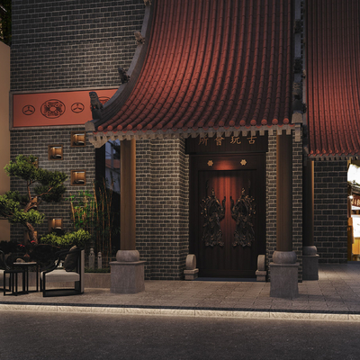 古玩店门头门面3d模型
