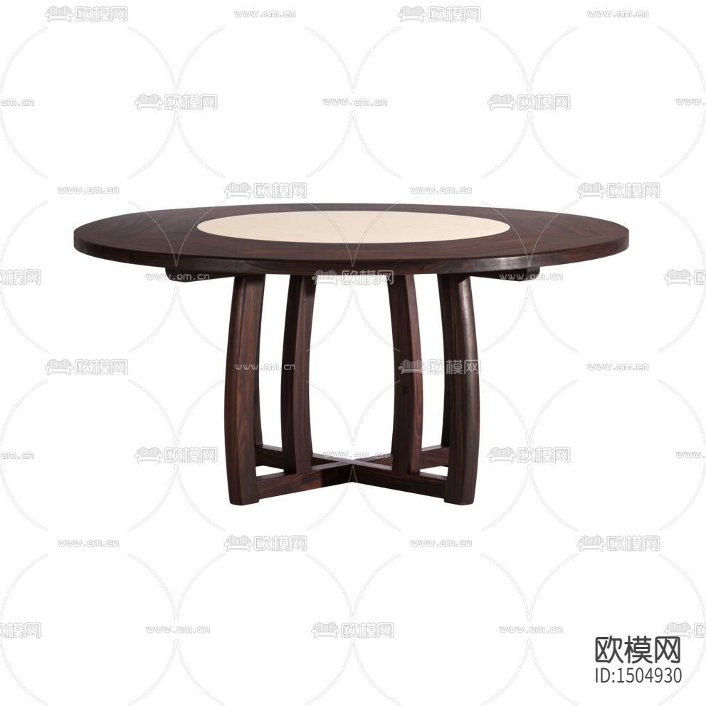 新中式禅意实木大理石圆形餐桌下载