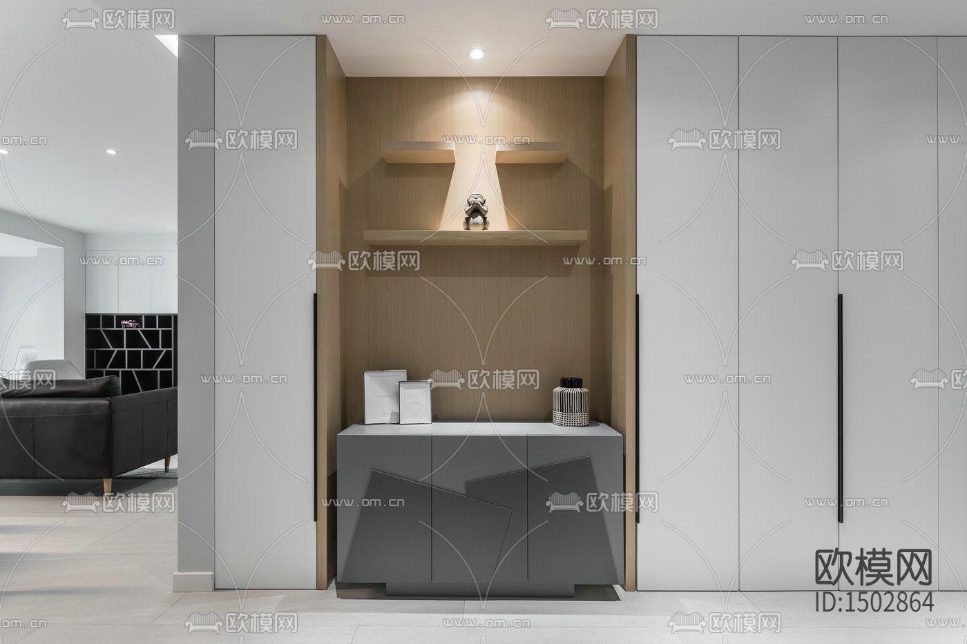 现代全套家装cad施工图下载（渲染图2）