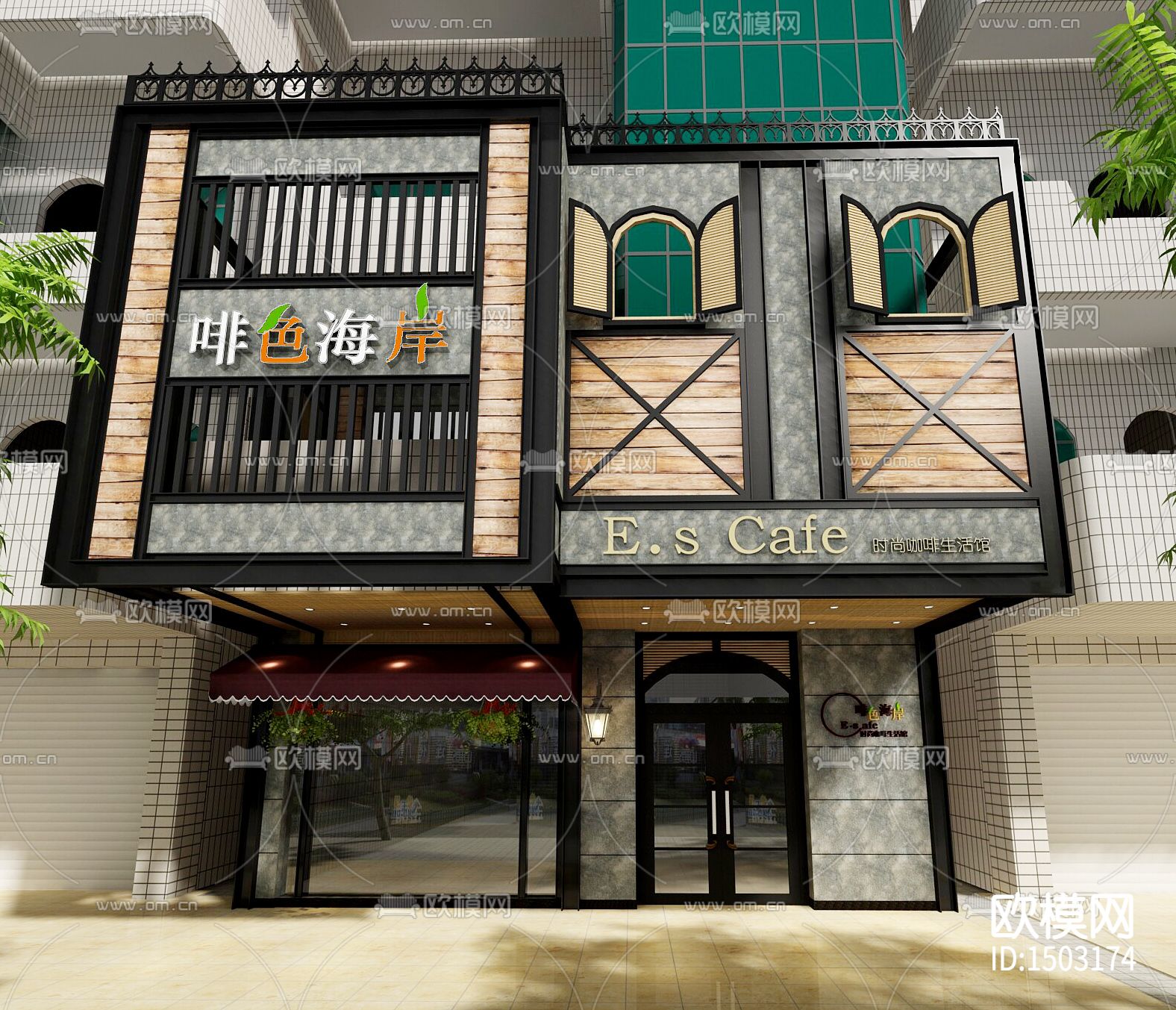 西餐咖啡店cad施工图下载（渲染图1）