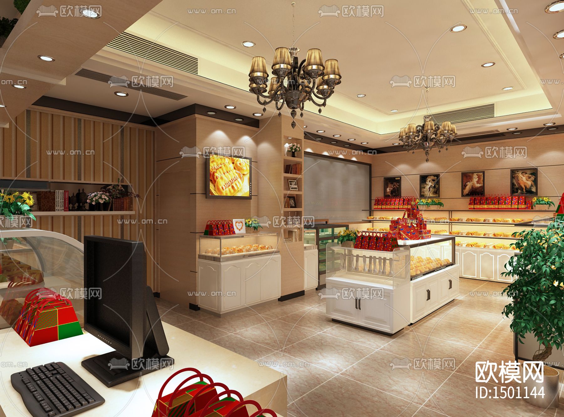 现代面包店cad施工图下载（渲染图3）