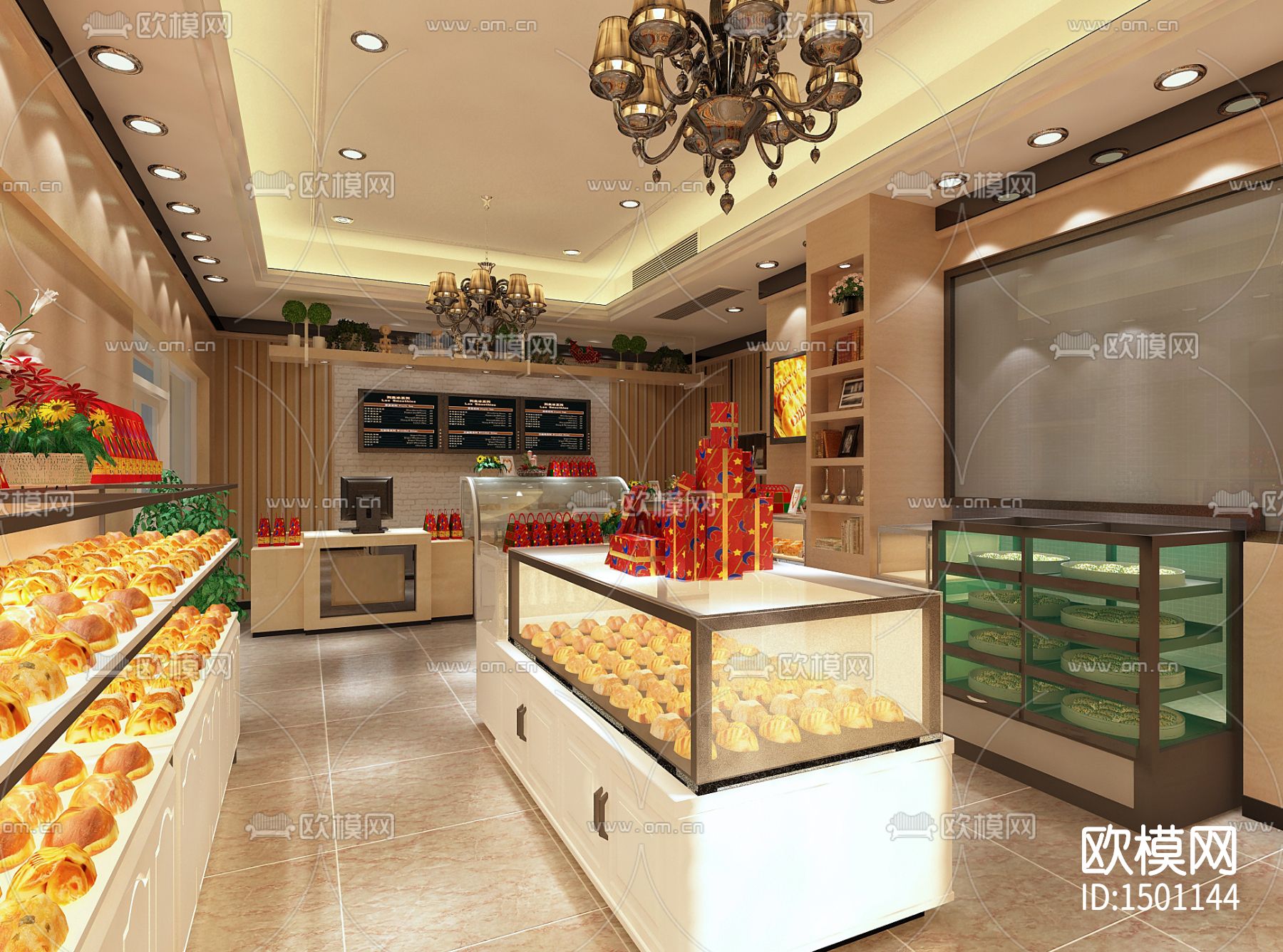 现代面包店cad施工图下载（渲染图1）