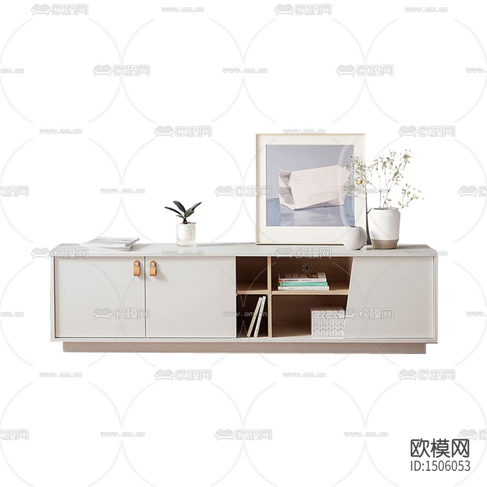 现代简约白色实木电视柜