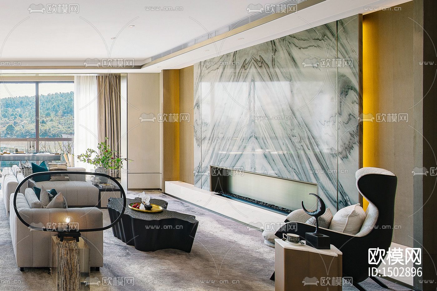 现代全套家装cad施工图下载（渲染图6）