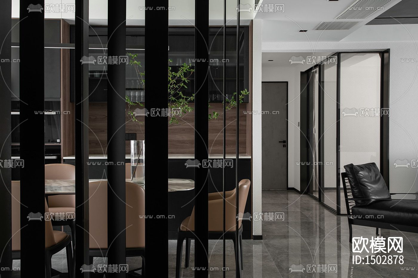 现代全套家装cad施工图下载（渲染图3）