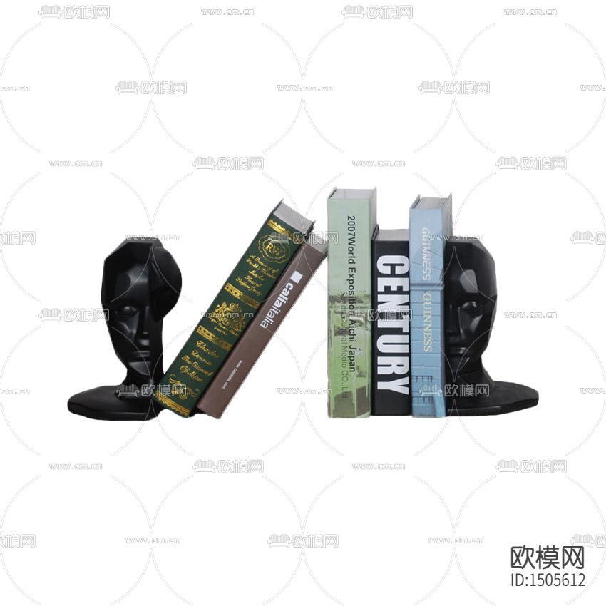 现代简约黑色陶瓷头像书档