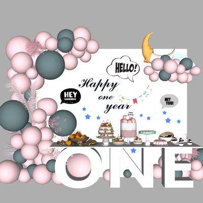  现代婚庆婚礼气球装饰美陈su模型 