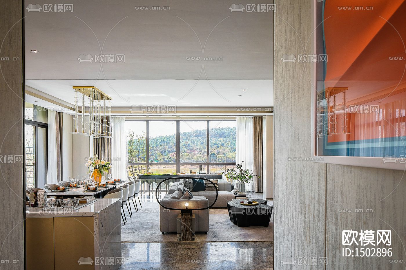 现代全套家装cad施工图下载（渲染图7）