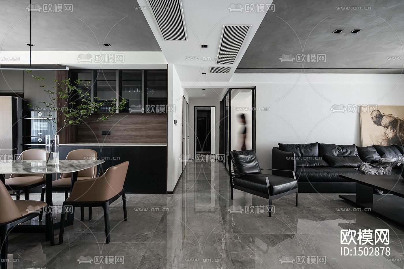 现代全套家装cad施工图下载（渲染图4）