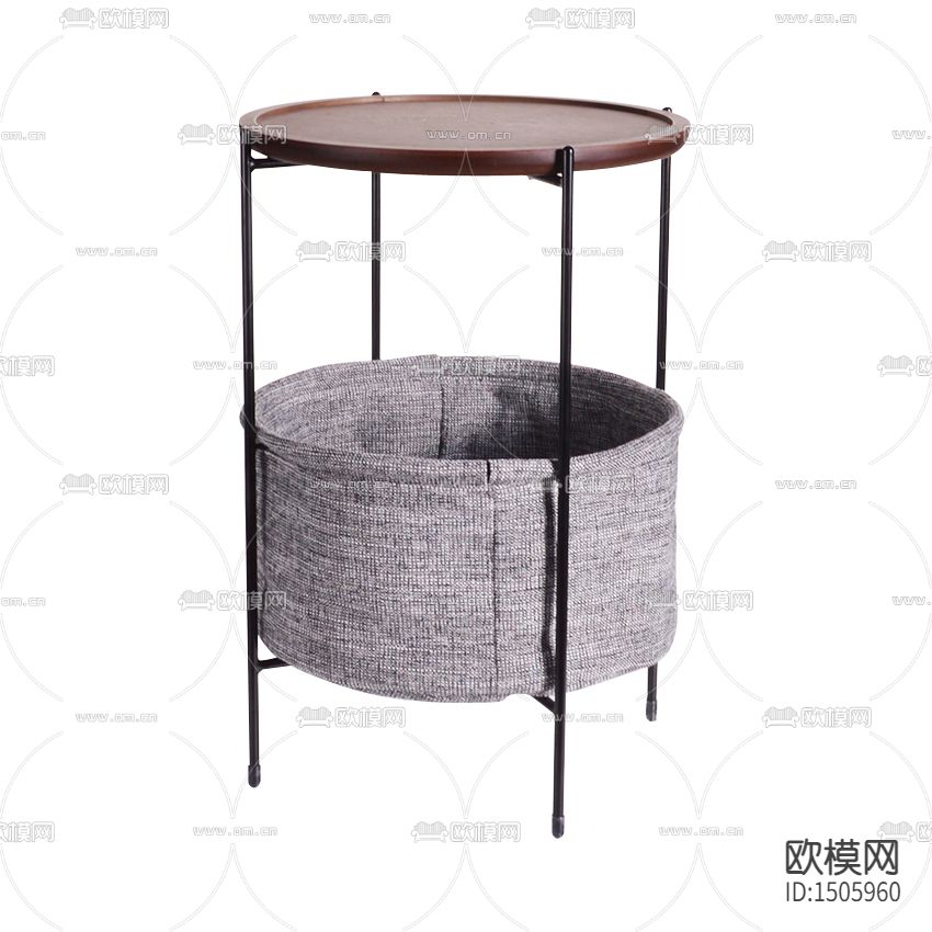 北欧简约金属实木布艺圆形边几下载