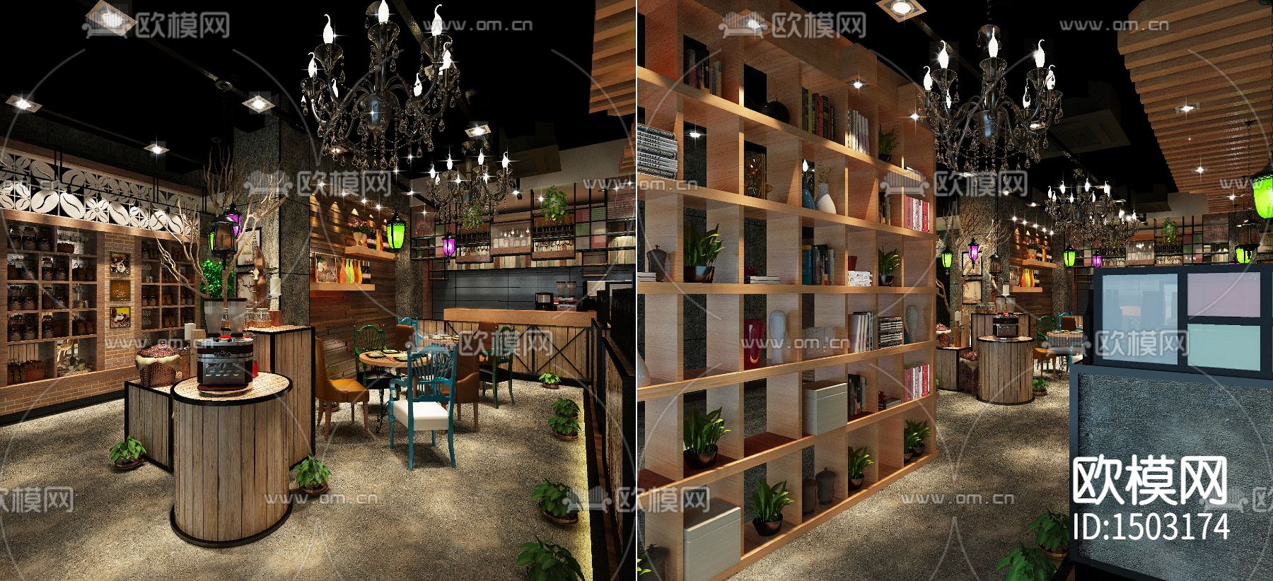 西餐咖啡店cad施工图下载（渲染图9）