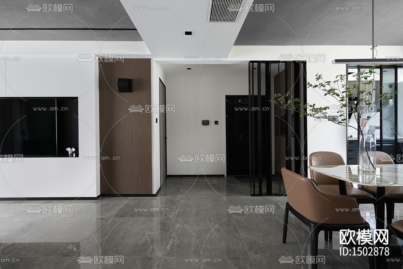 现代全套家装cad施工图下载（渲染图6）