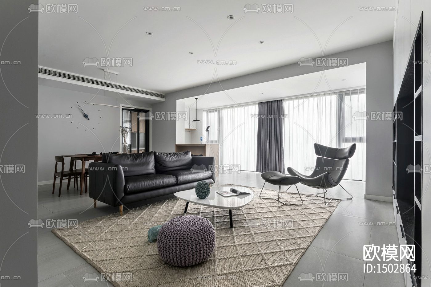 现代全套家装cad施工图下载（渲染图6）