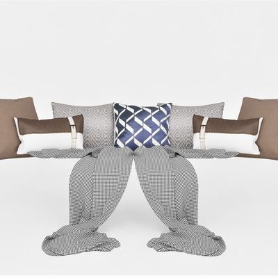  现代抱枕枕头毯子su模型 