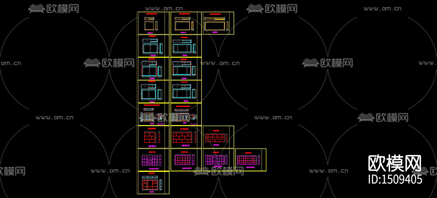 多宝阁抽屉裤架cad大样图下载
