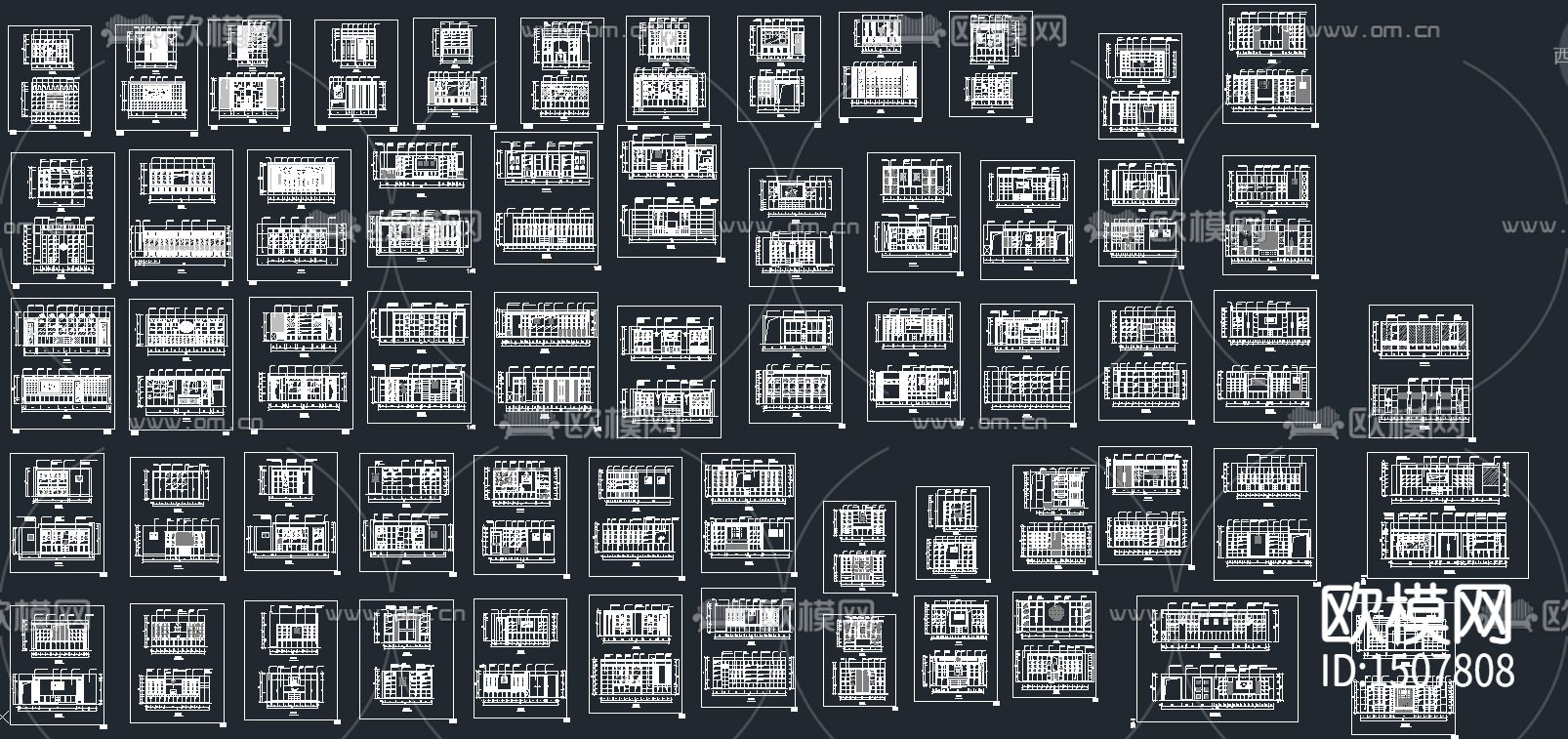 装饰柜cad立面图库下载（渲染图1）