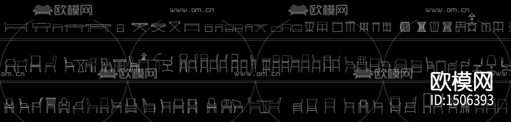 桌椅组合餐具单桌单椅cad立面图库下载（渲染图6）