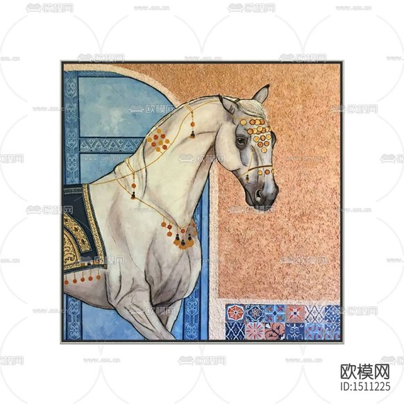 北欧创意马匹彩绘装饰画下载