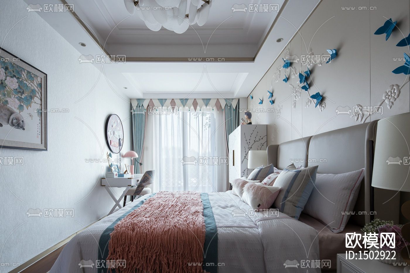 新中式家居cad施工图下载（渲染图9）