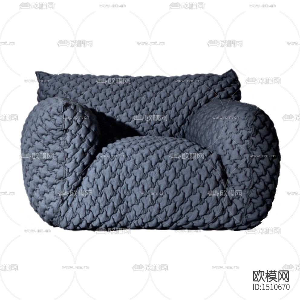 现代简约蓝色布艺懒人沙发下载