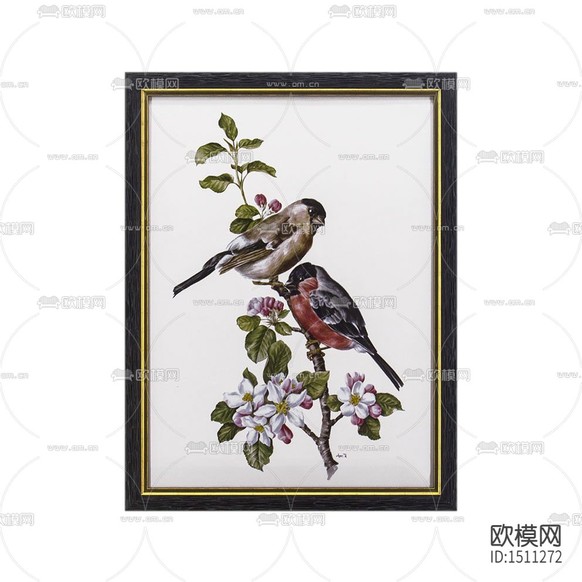 美式乡村复古花鸟装饰画下载