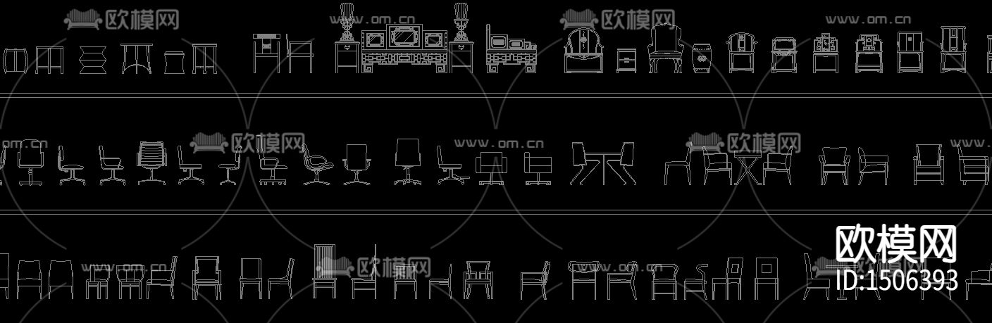 桌椅组合餐具单桌单椅cad立面图库下载（渲染图5）