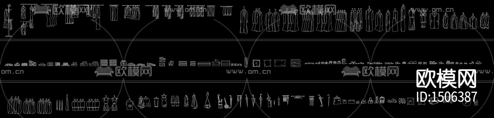 人物服饰cad图库下载（渲染图1）