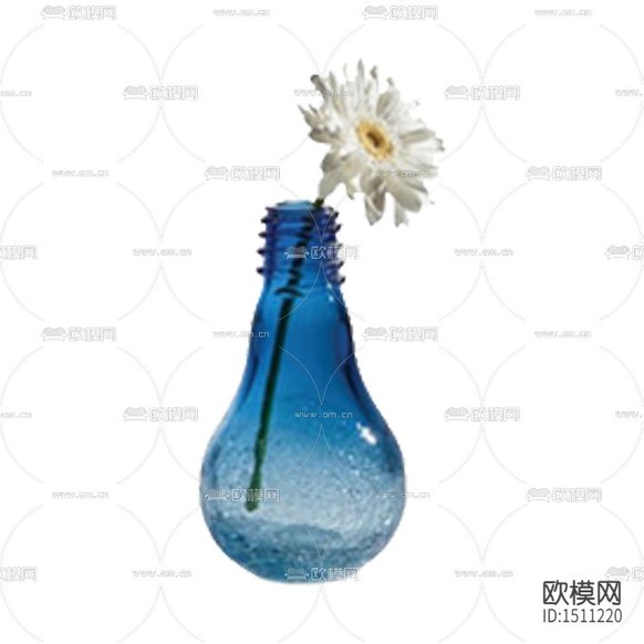 北欧蓝色玻璃花瓶摆放花艺下载