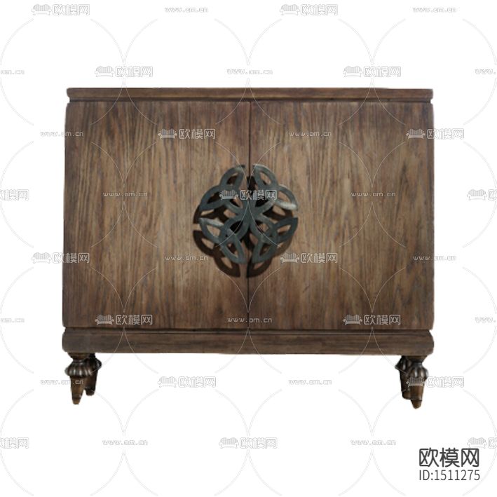 新中式古典实木金属边柜下载