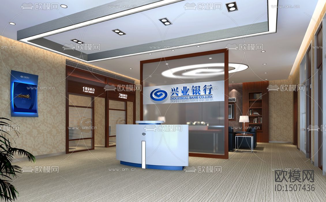 兴业银行cad施工图效果图