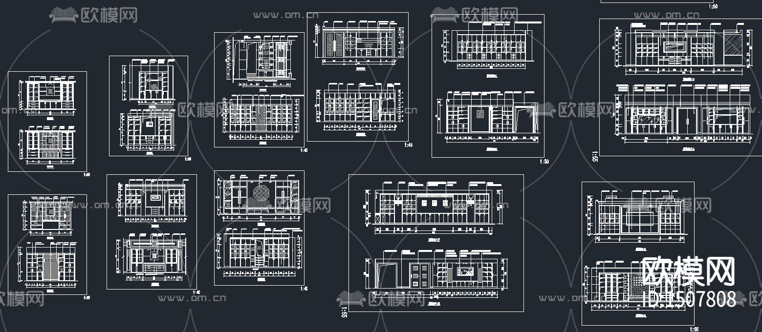装饰柜cad立面图库下载（渲染图3）
