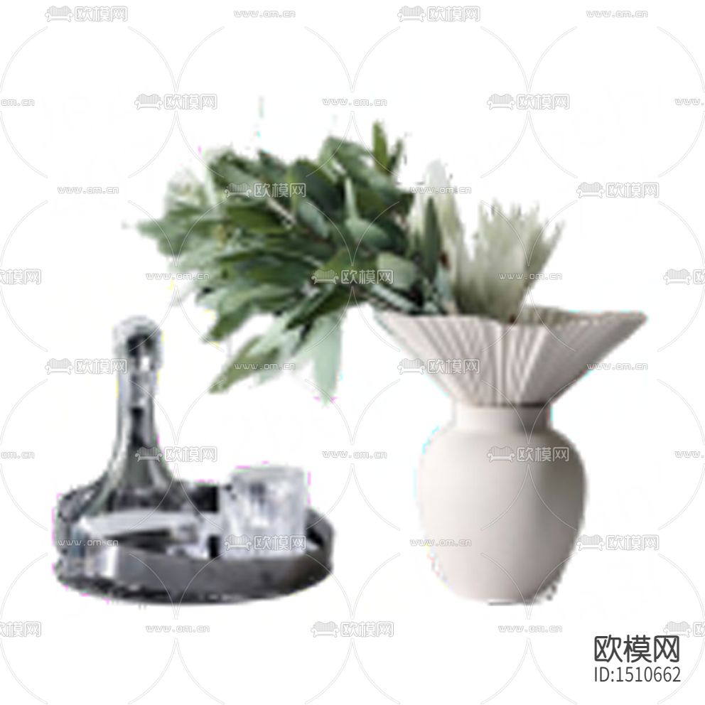 现代简约白色陶瓷花瓶摆放花艺下载