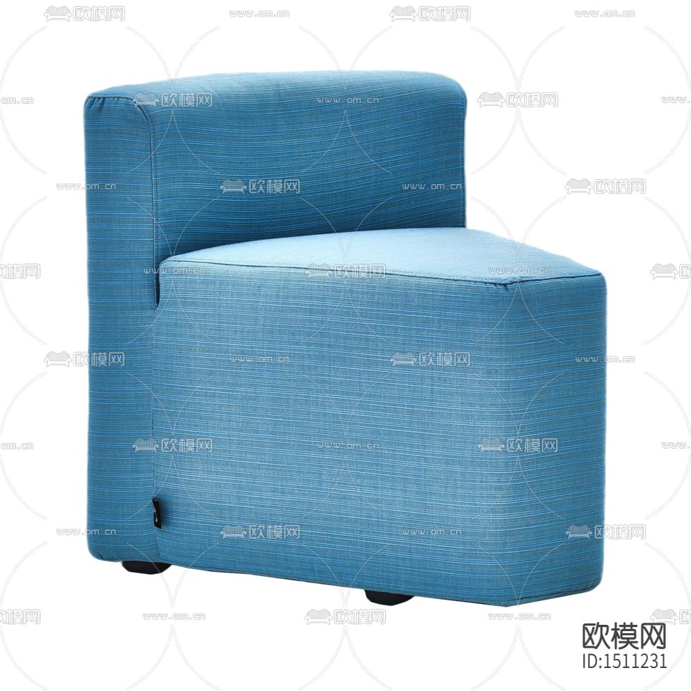 现代简约三角形蓝色布艺单人沙发下载