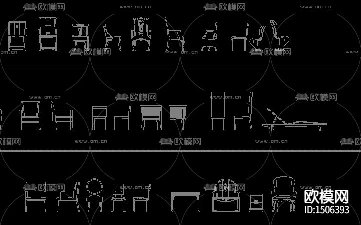 桌椅组合餐具单桌单椅cad立面图库下载（渲染图7）