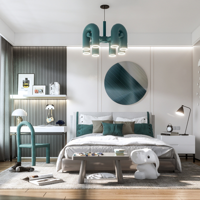  现代儿童房su模型 