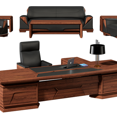  现代实木班台su模型 