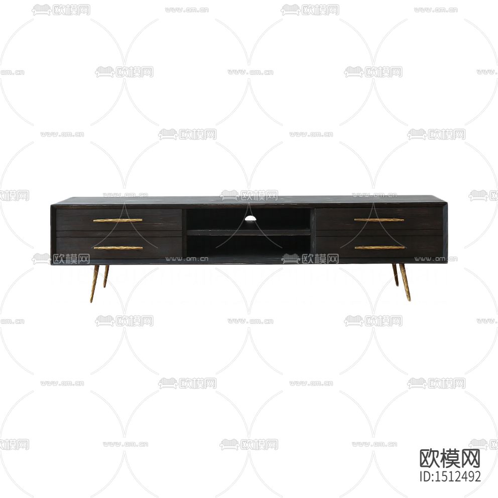 北欧轻奢实木金属电视柜