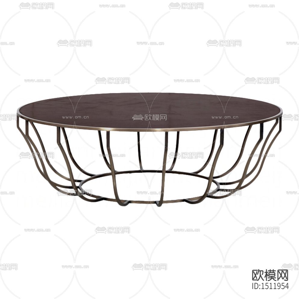 美式复古做旧金属实木圆形茶几下载