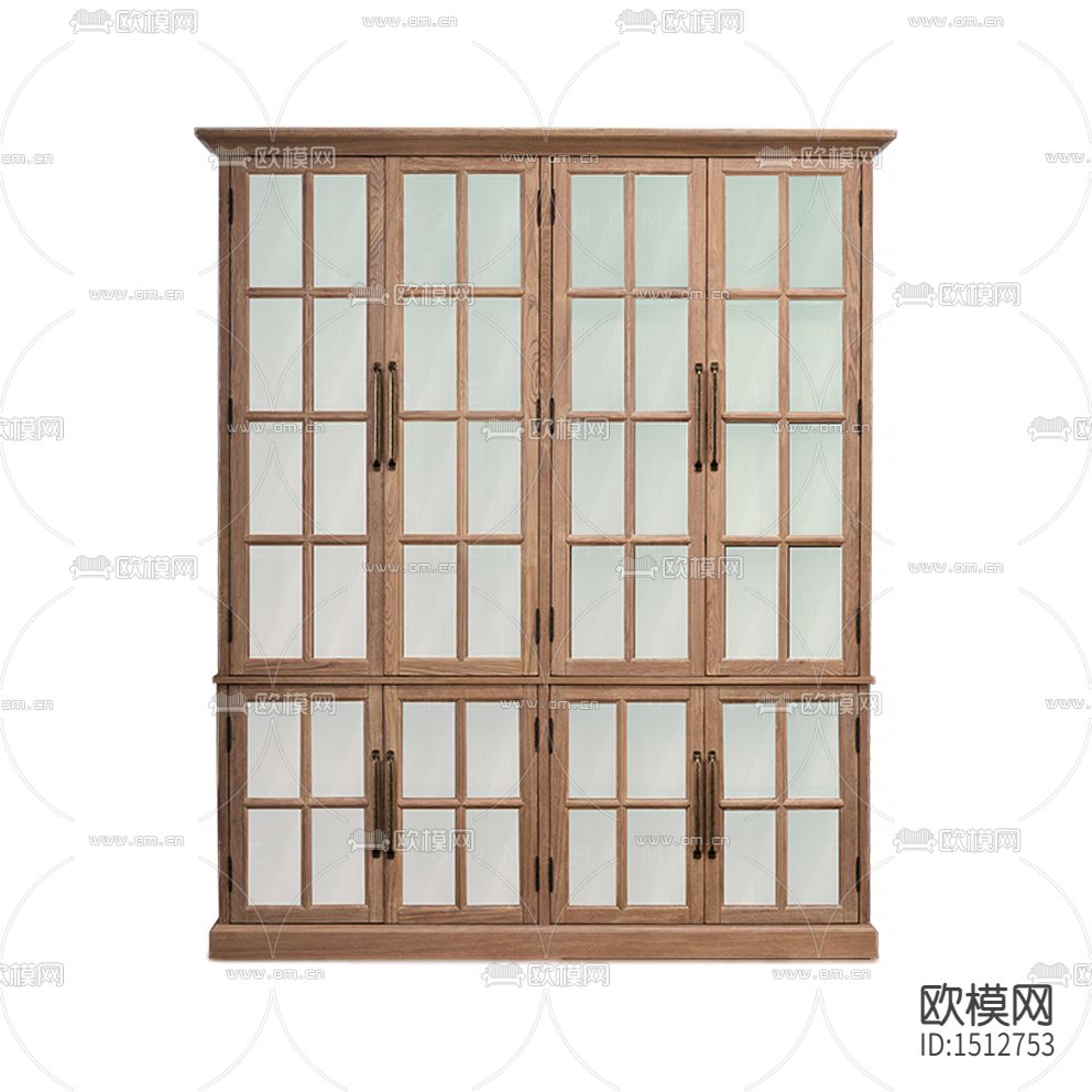 北欧简约实木玻璃边柜