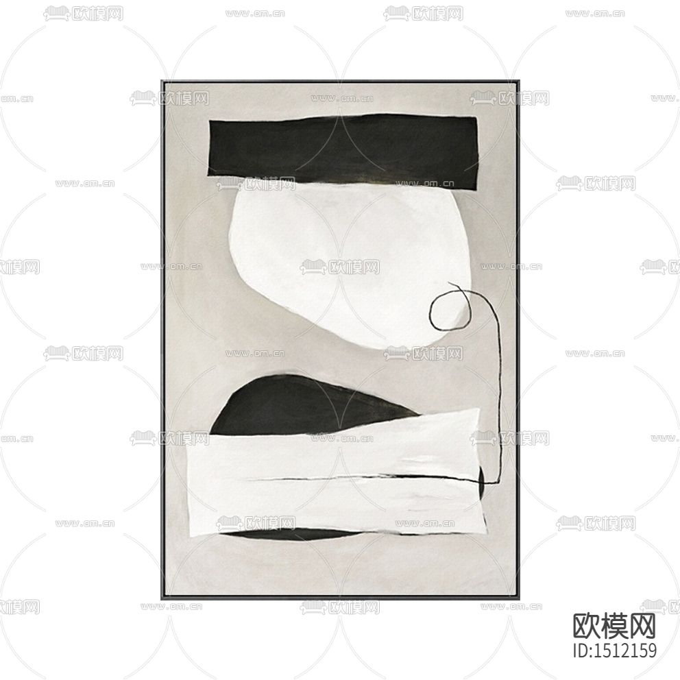 北欧简约创意黑白色块装饰画下载