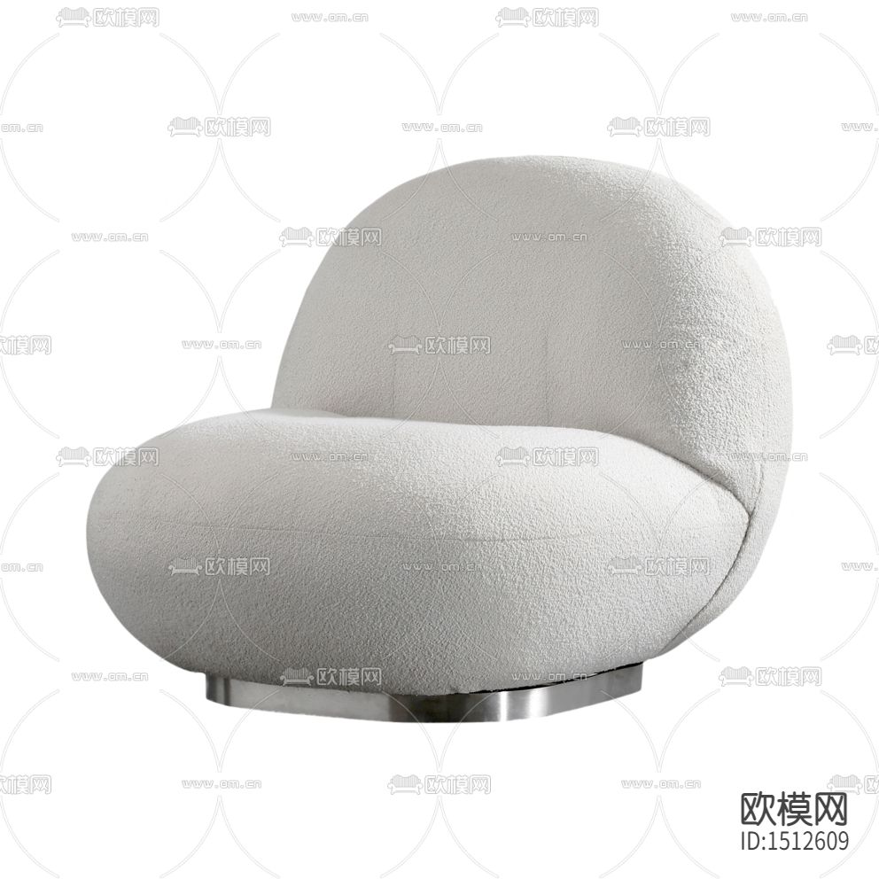 现代简约白色布艺金属单人沙发下载