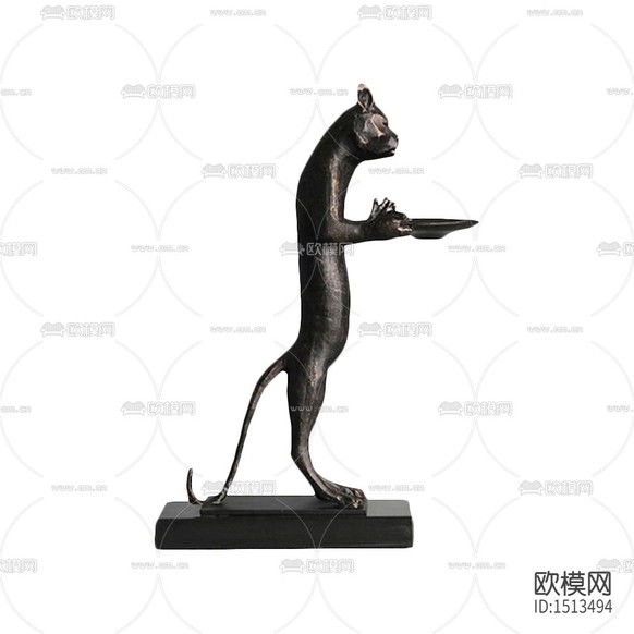 現(xiàn)代鑄鐵大理石貓貓燭臺(tái)下載