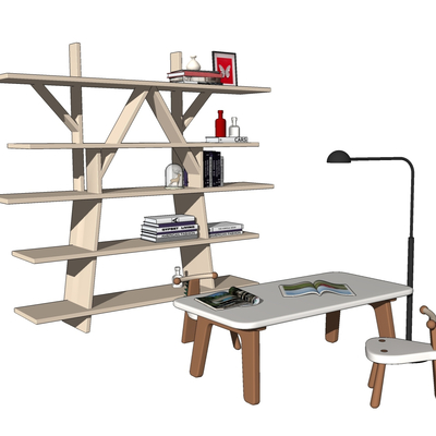  现代儿童书架su模型 